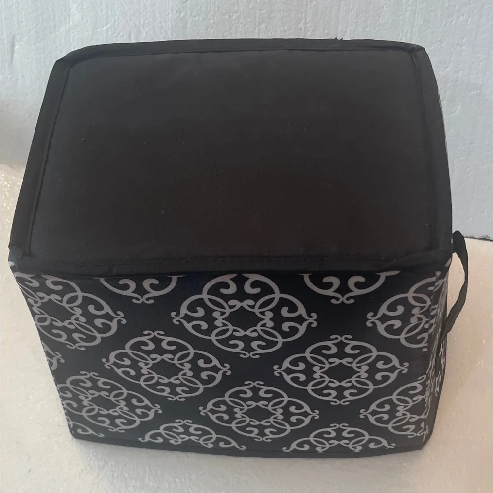 Damask Decorative Basket tote utility bin handles packing cube black white